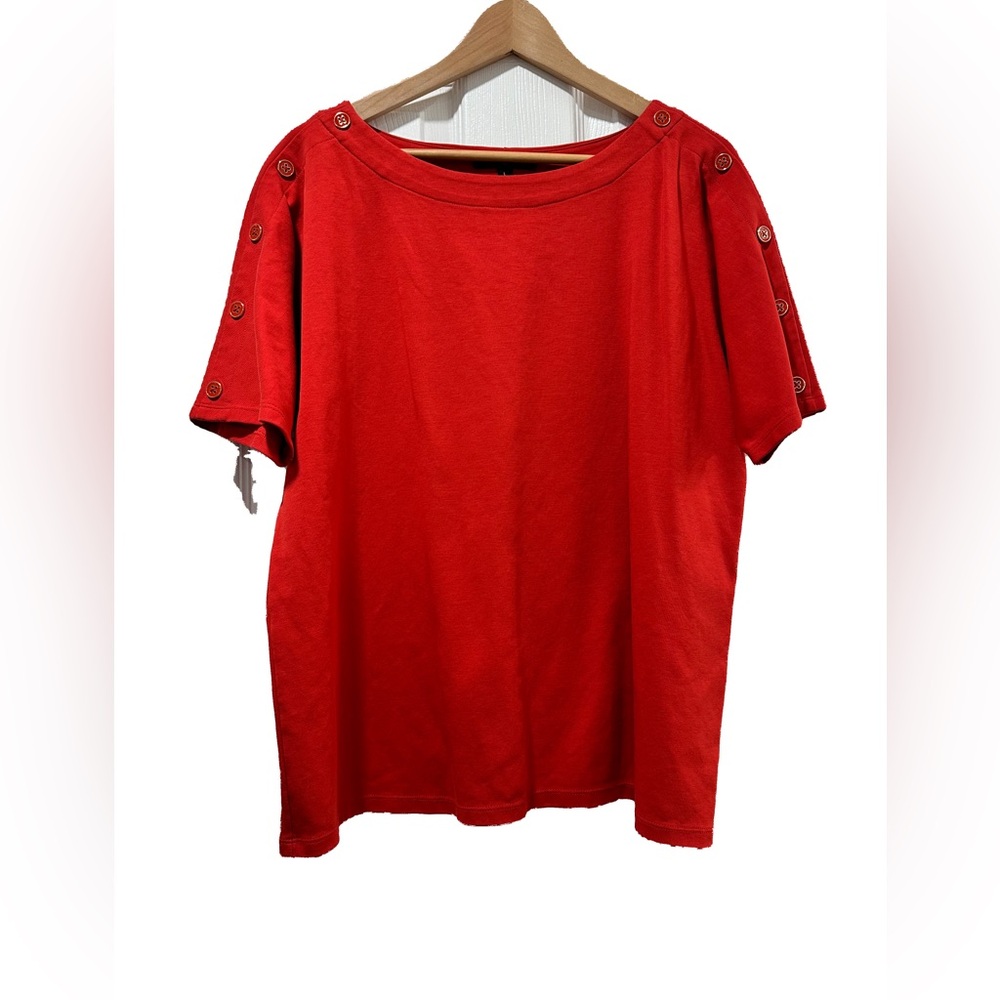 Banana Republic Factory short sleeve dolman top with button sleeve detail.